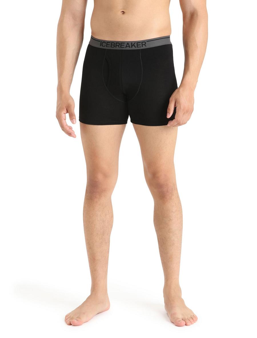 Icebreaker Merino Anatomica Boxers With Fly Férfi Fehérnemű Fekete | HU 1309UZGT